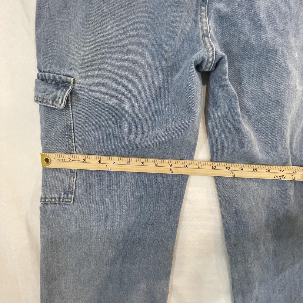 SheIn Jeans Womens 4 Light Wash Blue Cargo Wide Leg High Rise‎ Relaxed Denim - Picture 7 of 11